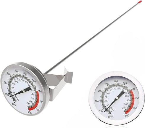 Lightbeam 16" Long Stem Deep Fry Thermometer with Clamp, Instant Read Dial for Deep Fry, Grill, Turkey