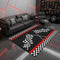 Race Car Play Mat 4'11" x 3'3" for Boys Bedside,Black White Grid