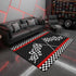 Race Car Play Mat 4'11" x 3'3" for Boys Bedside,Black White Grid