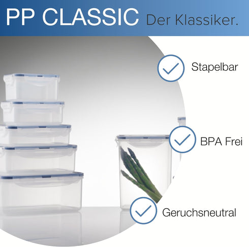 LOCK & LOCK Easy Essentials Food Storage Containers, BPA Free, Rectangle, 37 oz for Pasta, Clear