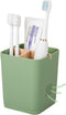 Electric Toothbrush Holder with 3 Slots and Bamboo Dividers, Plastic Organizer for Bathroom Countertop, Green