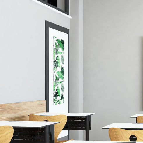 2 Pcs Blackout Window Shades for Classroom, 8 x 36 Inches Tropical Leaves Patterns Side Door Window Curtain