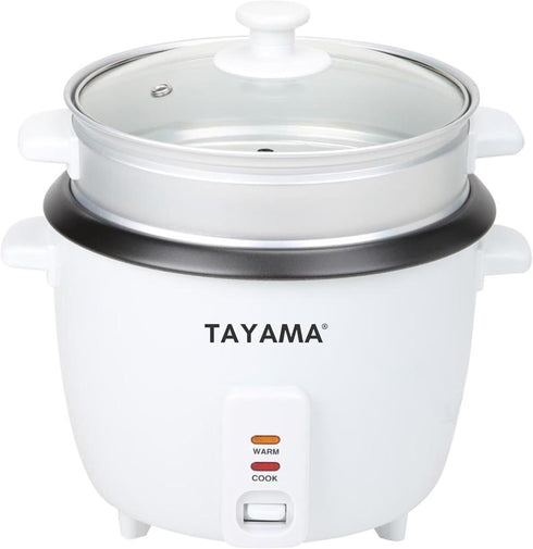 8 (RC-8R) Tayama Rice Cooker with Steam Tray Cups, White