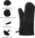Set of 4 Black Oven Mitts and Pot Holders, 482 F Heat Resistant Non-Slip Gloves for BBQ, Grill, Baking, Cooking, Oven,