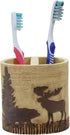 Cozy 4.5" 4.25" 3" BLACK FOREST DECOR - Woodland Moose & Bear Toothbrush Holder - Aged Rustic Bathroom Dcor for Cabin
