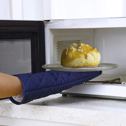 Anyi Oven Mitts - Professional Heat Resistance Kitchen Cotton Oven Gloves for Grilling, Cooking, 2-Pack with Soft Lining