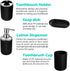 Papillon 6-Piece Bathroom Accessories Set - Toothbrush Holder, Soap Dispenser, Toilet Brush, Trash Can (Black)