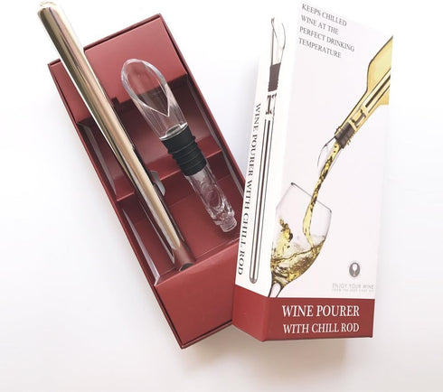 Wine Chiller Ice Red Wine Bottle Stainless Steel Cooler Stick with Aerator and Pourer Accessory