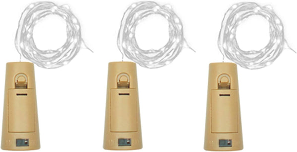 Wine Bottle Lights with Cork, Battery Operated 20 LED Cork Shape Silver