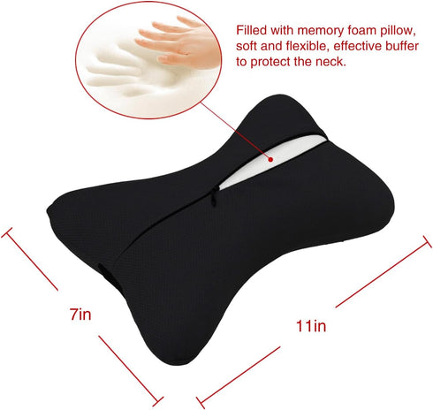 Tianmei 2 Pcs Memory Foam Car Headrest, Plain Color Neck Rest Support Pillow for Vehicle