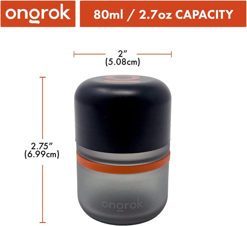 80ml, 6 Pack ONGROK Glass Storage Jar, | UV Herb/Spice Jar with ChildResistant Lid, ColorCoded Glass Containers