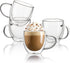 Sweese Clear Coffee Mugs, 8 oz Double Wall Glass Coffee Mugs Set of 4, Perfect for Espresso, Latte, Cappuccino