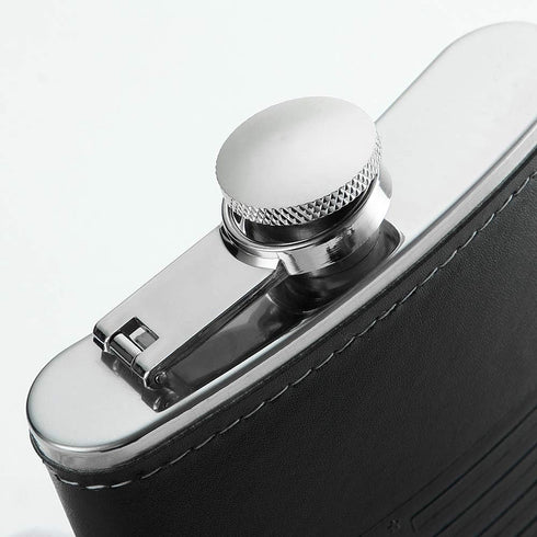 Stainless Steel American Flag Flask, 8oz Soft Touch Cover Liquor Flasks, Leak Proof Black PU Leather