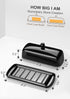 Nucookery Ceramic Butter Dish with Lid, Non-Slip Strip Design, Dishwasher Safe, Black