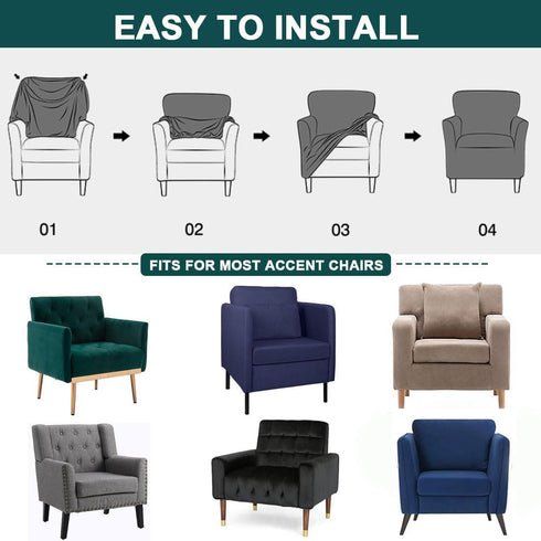 Waterproof Accent Chair Cover with Arms, Stretch Jacquard Single Sofa Armchair Slipcovers, Soft Couch Cover for Bedroom
