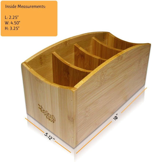 Natural Bamboo Organizer | Kitchen Counter Utensil Storage | Home Office Stationery Desk Caddy | Living Room Table Accessory Remote Holder by Splash Soup by SplashSoup