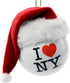 I Love New York NY Ball with Santa Hat, Christmas Ornament