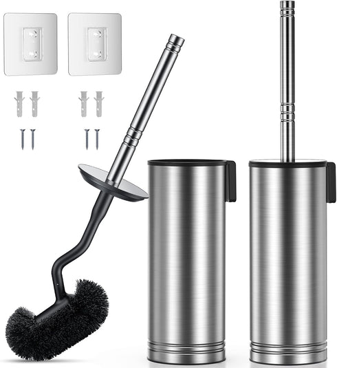 HAMITOR Toilet Brush and Holder Set: 304 Stainless Steel Rustproof Toilet Scrubber