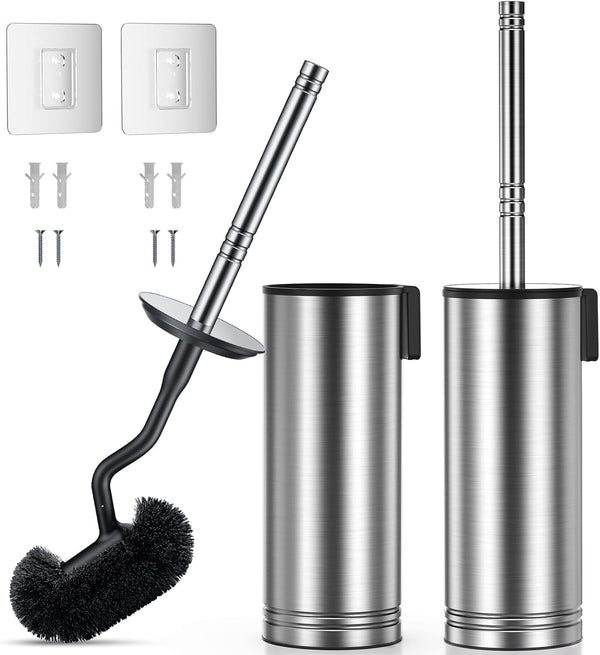 HAMITOR Toilet Brush and Holder Set: 304 Stainless Steel Rustproof Toilet Scrubber