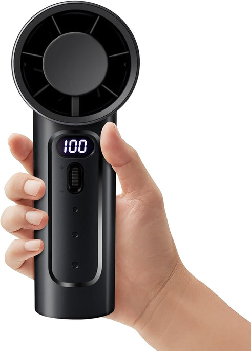 Turbo Portable Handheld Fan, Speed Adjustable Mini Fan, 4000mAh Battery Rechargeable, Small Handheld Fan, Black