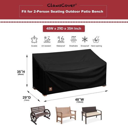 2 Waterproof,48W 29D 35H Inch,All 2-Person Seater Outdoor Bench Covers x x Weather and Tearproof Polyester Fabric,Fit