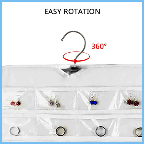 1-Pack Hanging Jewelry Organizer, 80-Pocket Dual-sided Storage for Earring, Necklace, Bracelet, Ring, White