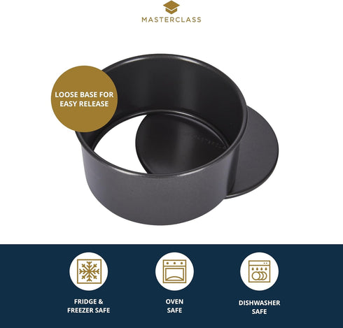 MasterClass 15 cm Deep Cake Tin, PFOA Free Non Stick, 1 mm Carbon Steel, 6 Inch Small Round Pan
