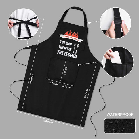 Aprons for Men - Funny Adjustable Neck Strap, Waterproof & Oil-Proof, Best for Grilling, Husband Birthday Gift