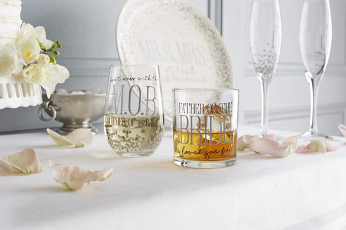 Enesco Our Name is Mud I Do Glittered Wine Glasses - Wedding Champagne Flute, 2 Piece Set, Clear