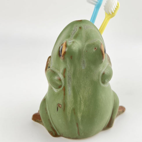 FlidRunest Kids Frogs Toothbrush Holder for Bathroom - Ceramic Animal Tooth Brush Holder Cup - Easy to Clean Toothbrush