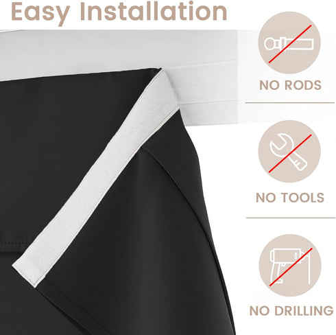 Small Door Curtain Privacy Thermal Insulated Blackout Door Window Curtain with Velcro for Small Window/Small Front Door/Classroom Door, 1 Panel, W26 x L20, Black