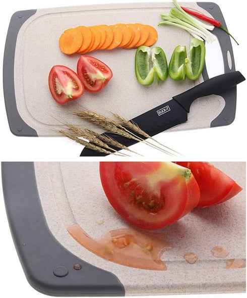Cutting Boards for Kitchen, Anti-Skid Eco-Wheat Straw Cutting Board Set, 3 Pcs, Dishwasher Safe, Light Brown