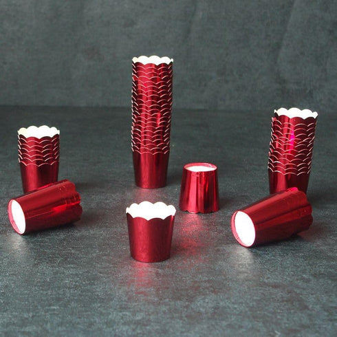 50 Pcs Paper Cupcake Liners, Baking Cups for Holiday, Parties, Wedding, Anniversary (Red)