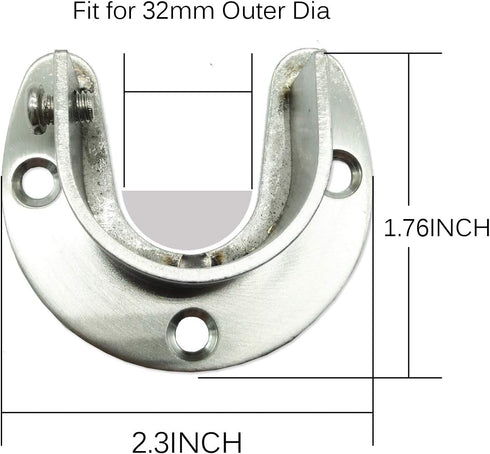 TIHOOD 6PCS Heavy Duty Stainless Steel Closet Rod End Supports, 1.25 Inches/32mm Diameter, Silver
