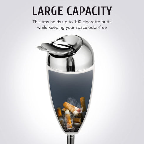 CO-Z Adjustable Floor Standing Ash Tray, Smokeless Outdoor Ashtray with Lid, Stainless Steel Windproof Stand