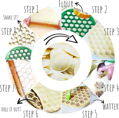 Plastic Russian Dumpling Maker - Pelmeni Maker - Dumpling Mold Machine Press - Ravioli Mould Cutter for Delicious