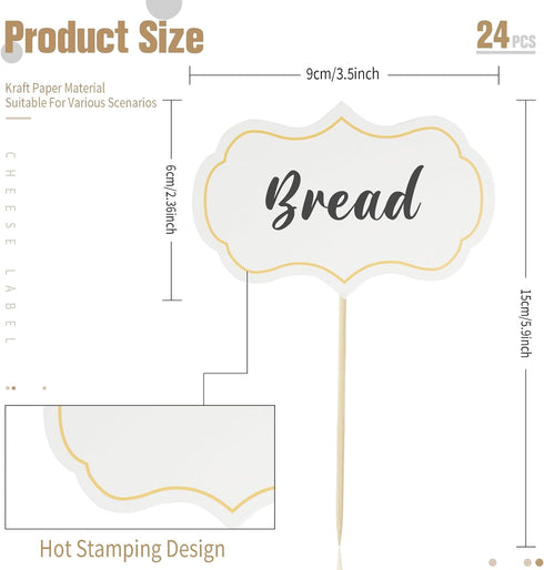 Cheese Markers, 24 Pieces Food Labels for Party Buffet, Blank Toothpick Flags for Wedding Birthday Decor