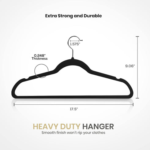 Utopia Home Velvet Hangers, 30 Pack, Non-Slip Suit Hangers with 360 Degree Rotatable Hook, Black