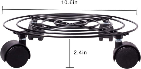 2 Packs 10.6 110Lbs 360 KINJOEK In Metal Plant Stand with Wheels, Load Max Round Flower Pot Plant Caddy Outdoor
