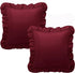 18x18 Inches, Set 2, KKJIAF Ruffle Pillow Cases Burgundy Square Ruffled Pillow Covers of Microfiber Wrinkle Resistant