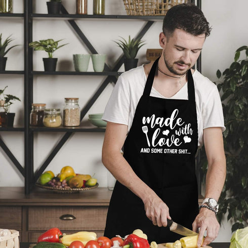 Funny Kitchen Aprons for Men and Women, Novelty Cooking Apron with 2 Pockets, Cute Baking Gifts for Bakers