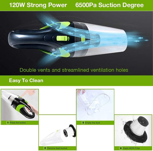 Handheld Vacuum Cleaner, Cordless Wet Dry Portable Hand Held Vacuum with 4Kpa Powerful Suction for Pet Hair