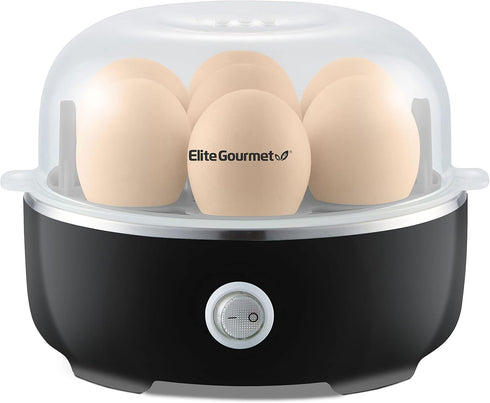 Elite Gourmet EGC115B Easy Egg Cooker Electric 7-Egg Capacity, Soft, Medium, Hard-Boiled