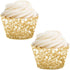 Andaz Press Glitzy Faux Gold Glitter Cupcake Wrapper Decorations, 24-Pack Gold Cupcake Holders