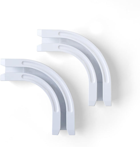 90 Curved Connectors for Track Curtains, Ceiling Mount/Wall Mount, White 2PCS