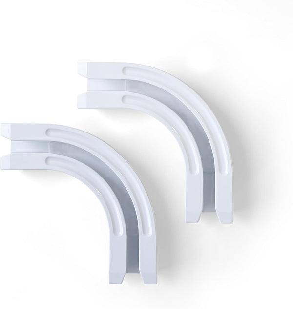 90 Curved Connectors for Track Curtains, Ceiling Mount/Wall Mount, White 2PCS
