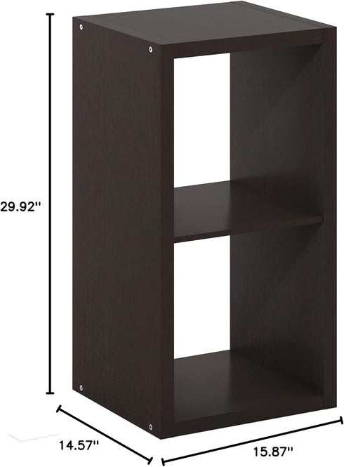 Furinno Cubicle Open Back Decorative Cube Storage Organizer - 2, Dark Oak