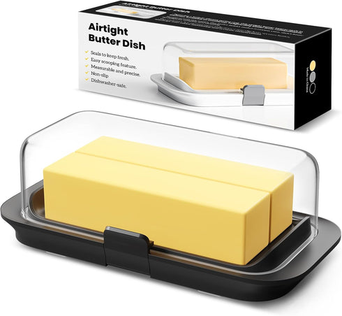 Pisol Large Butter Dish with Lid for Countertop and Fridge Refrigerator Door