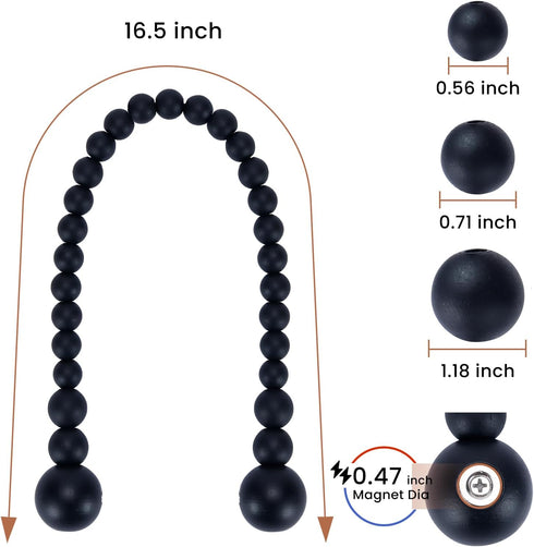 Magnetic Curtain Tiebacks, 2 Pack Curtain Tie Backs for Curtains, Wood Bead Curtain Holders for Boho Bedroom Decor,