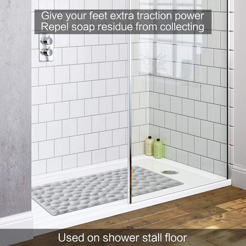 OTHWAY Non-Slip Bathtub Mat, Soft Rubber Bathroom Bathmat with Strong Suction Cups (Grey)
